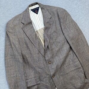 Vintage Tommy Hilfiger Blazer Jacket Mens 42L Glen Check Plaid Lightweight Coat